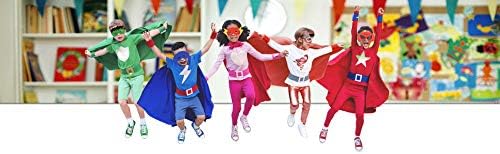 Bulk Superhero Capes for Kids – Satin Capes and Felt Masks With Embodied Three Bracelets for Boys and Girls Superhero Toys Costume 2-12 Year for boys party Gifts P-J