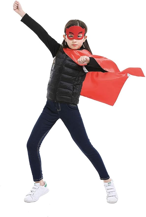 Bulk Superhero Capes for Kids – Satin Capes and Felt Masks With Embodied Three Bracelets for Boys and Girls Superhero Toys Costume 2-12 Year for boys party Gifts P-J