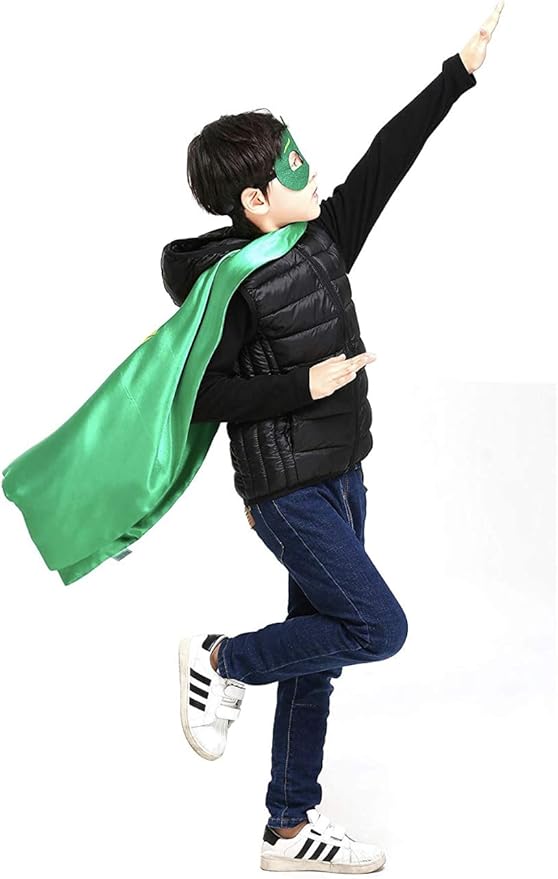 Bulk Superhero Capes for Kids – Satin Capes and Felt Masks With Embodied Three Bracelets for Boys and Girls Superhero Toys Costume 2-12 Year for boys party Gifts P-J