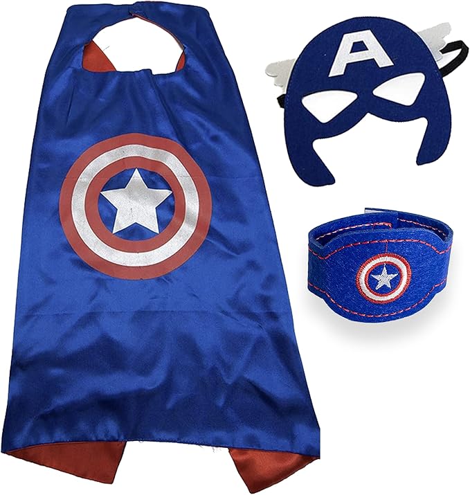 71SFeuNPvEL._AC_SX679_ Superhero Capes and Masks for Kids - Satin Capes and Felt Masks for Boys