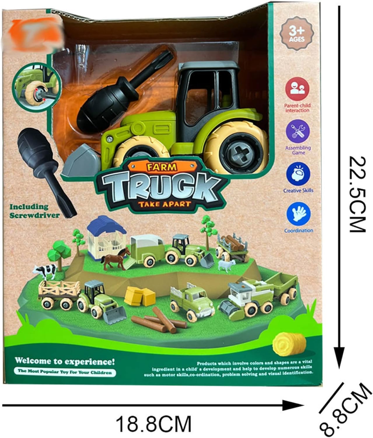 DIY Take Apart Tractor Toy Kit – STEM Farm Playset with Drill, Toy for Boys & Girls Ages 3 4 5 6 Easy to Assemble